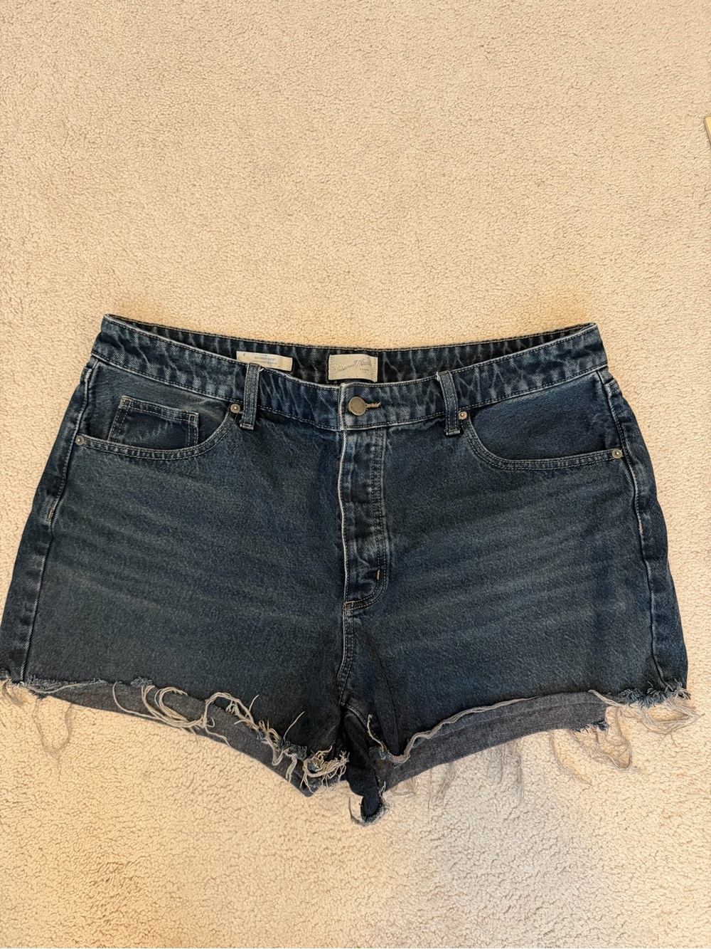Black Wash Mid-Rise Denim Cutoff Shorts - Women's